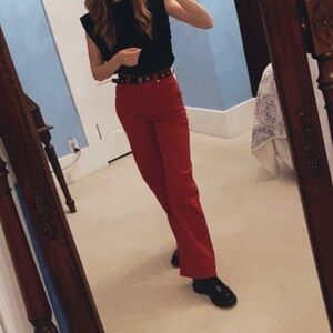 H&M red wide legged jeans